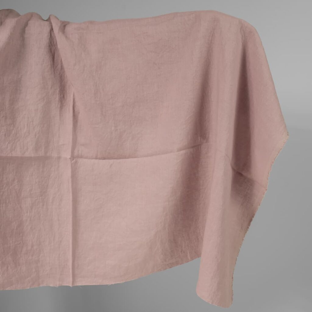 Washed linen fabric light lilac colour