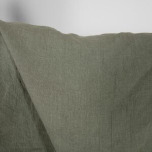 Washed linen fabric greyish green melange, plain weave