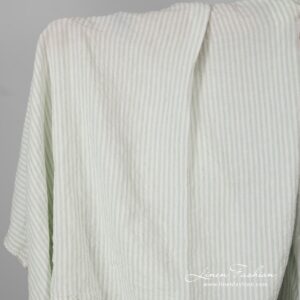 Wide linen fabric green stripes, washed.