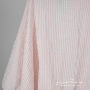 Bredt linstoff rosa striper vasket