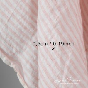 Bredt linstoff rosa striper vasket