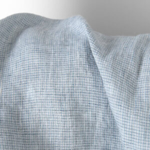 Washed linen fabric light blue melange, plain weave