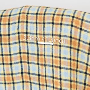 Linstoff oransje og blekblå ruter, vasket