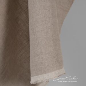Natural color linen fabric in plain weave