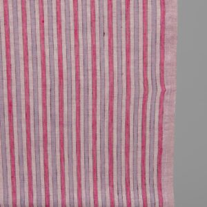 Linen fabric with pink stripes edge