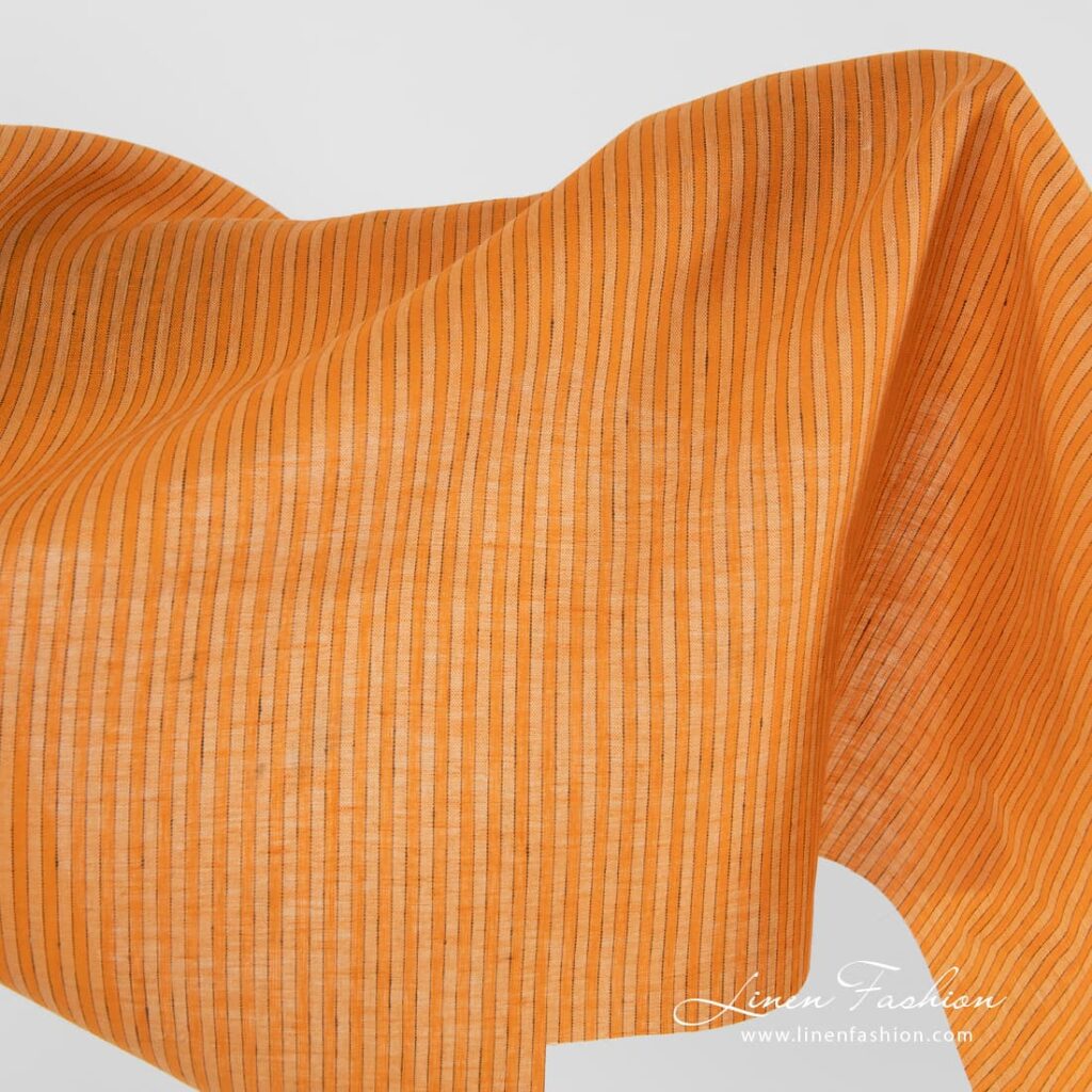 Orange linen fabric in stripes.