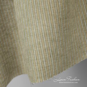 100% linen fabric in greenish stripes.