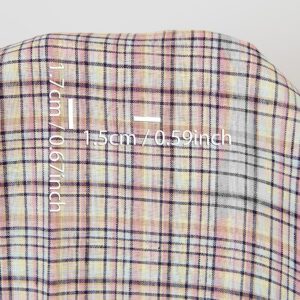 Linstoff pastell multifarget og mørkeblå ruter