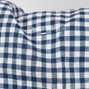 Linen fabric in white blue checks, 0.8cm.