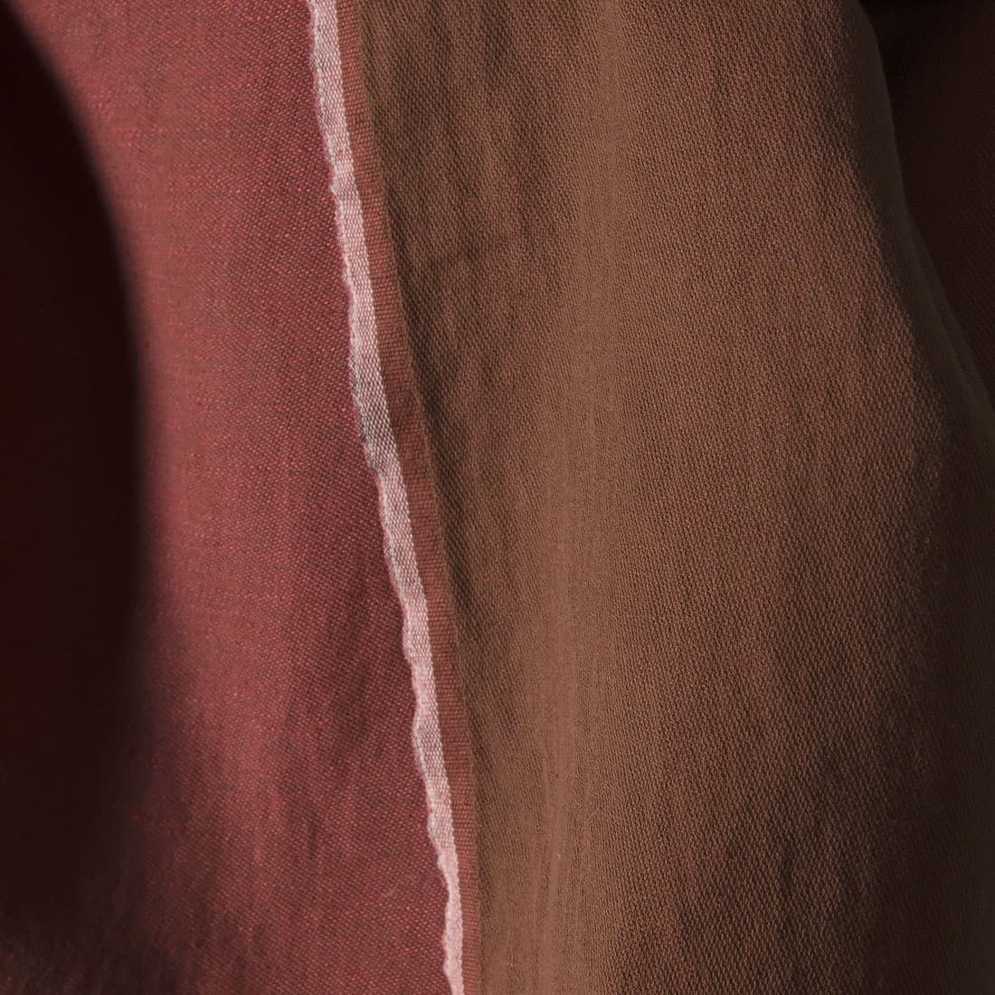 Washed double sided linen fabric in brown red colors