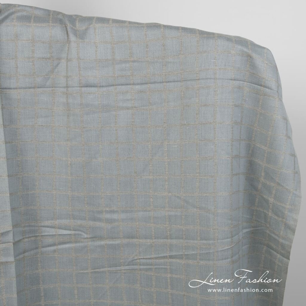 Linen cotton fabric blueish grey double-sided