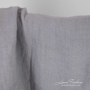 Bluish grey linen satin fabric, washed