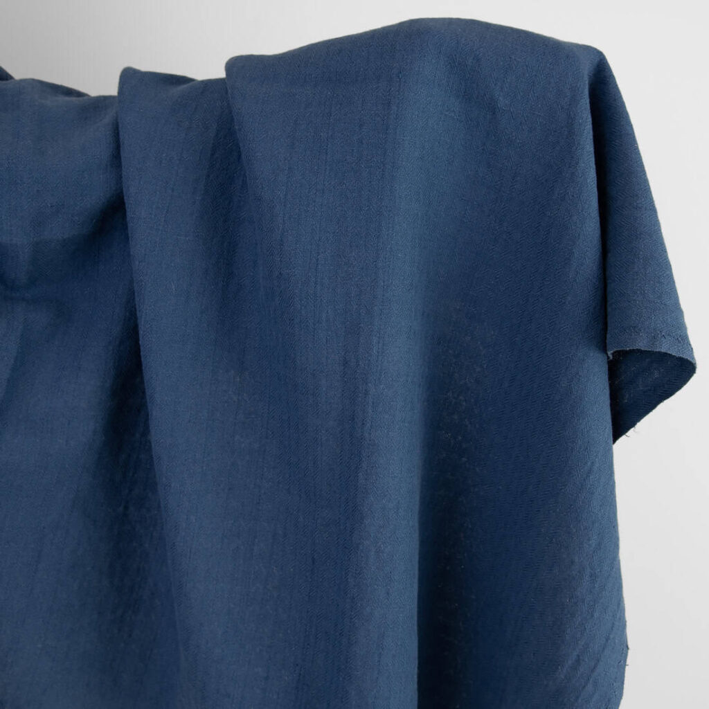 Dark blue linen cotton fabric