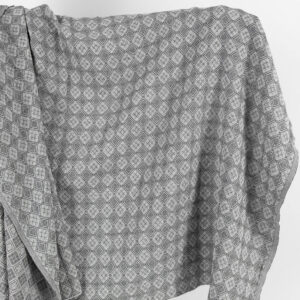 Grey linen cotton fabric in rhombus pattern