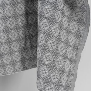 Grey linen cotton fabric in rhombus pattern, specially washed to increase softness