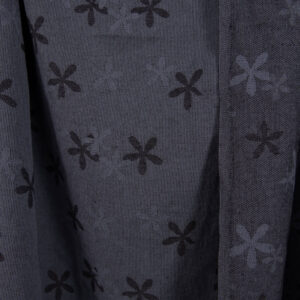 Washed linen cotton fabric with blueish grey flowers 150cm