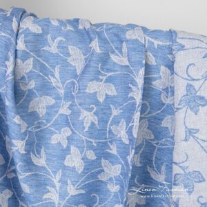 Blue linen cotton fabric in jacquard