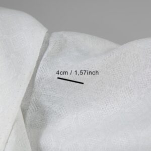 Linen cotton fabric optic white rhombus pattern with measurements