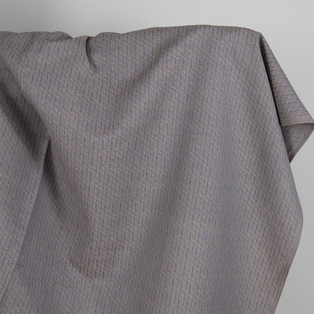 Linen cotton fabric blueish brown patterned