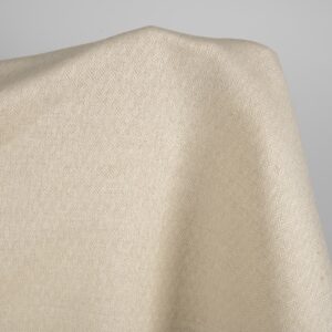 Linen cotton fabric white and sand herringbone, 155cm
