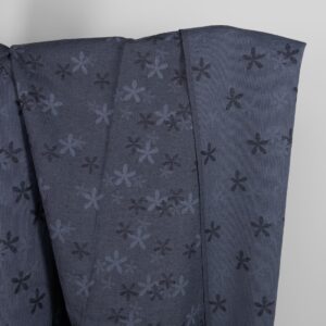 Linen cotton fabric greyish-blue with flowers