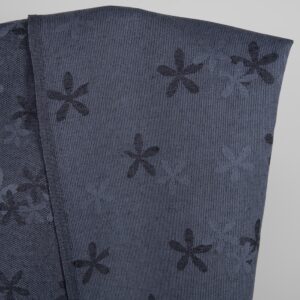 Linen cotton fabric greyish-blue with flowers other side