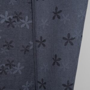 Linen cotton fabric greyish-blue with flowers jacquard