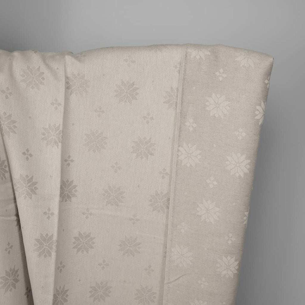 Linen cotton fabric white and natural jacquard