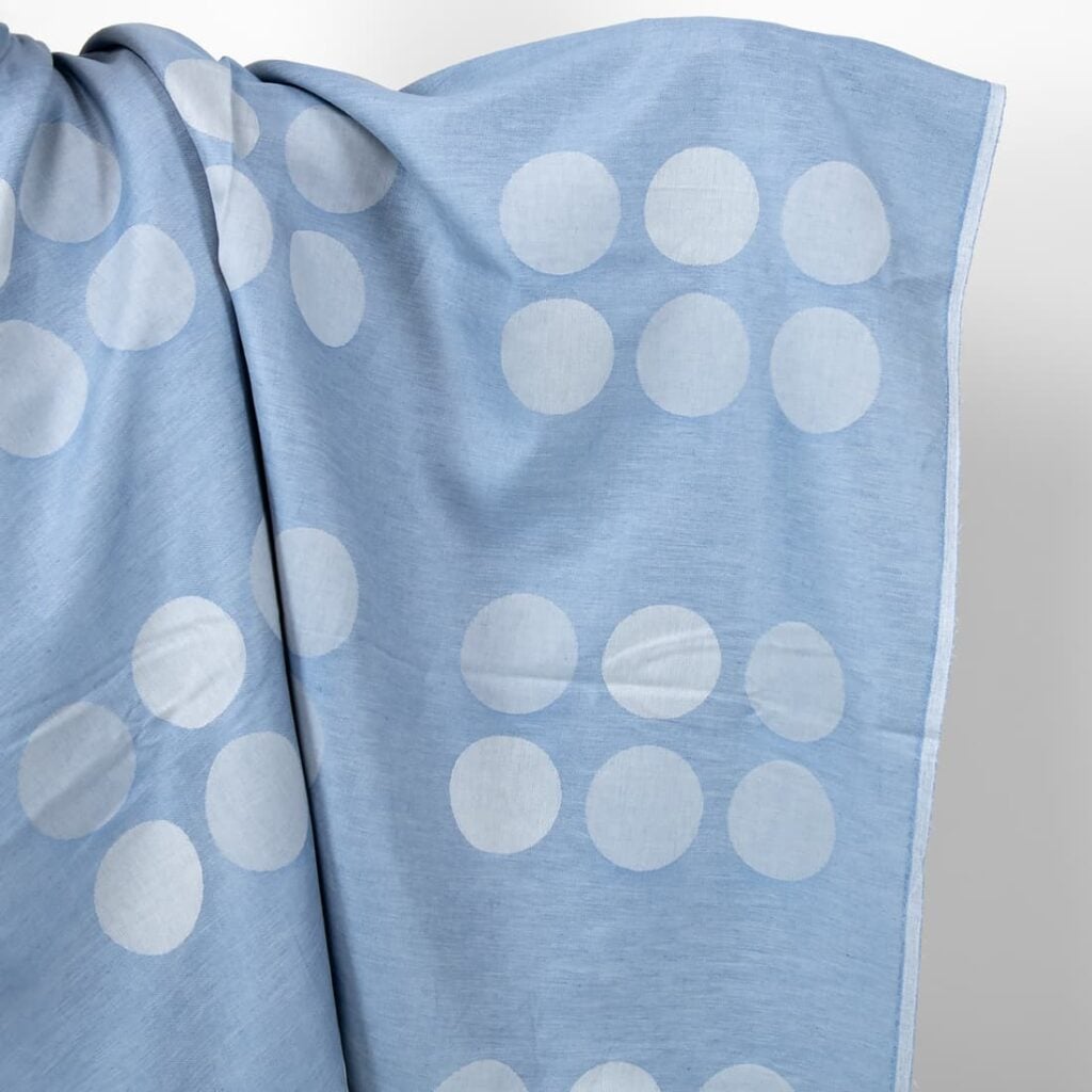 Linen cotton jacquard blue fabric