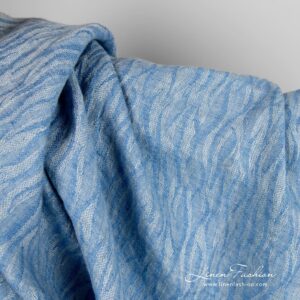 Blue jacquard linen fabric, perfect for clothes and home textile