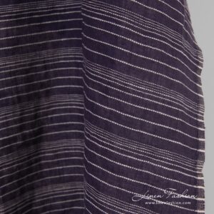 Mørkeblått linstoff i striper vasket 11 Dark blue linen fabric in stripes, specially washed to increase softness