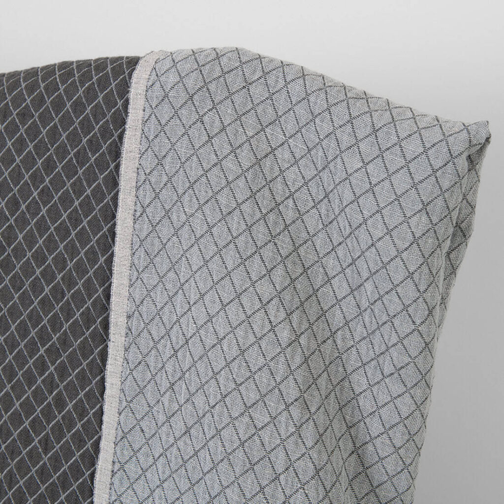 Lin-bomullsstoff diamant-jacquard vasket 2 Washed linen cotton fabric diamond jacquard, specially washed