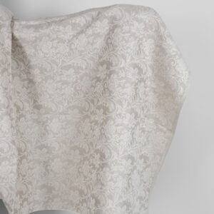 Undyed linen and white cotton fabric with flowers