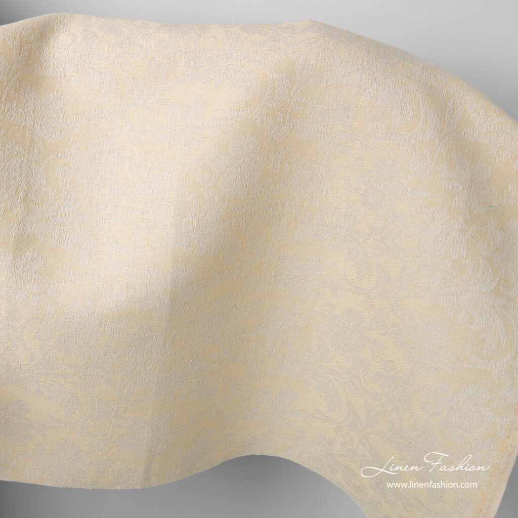 Linen cotton flower jacquard design fabric