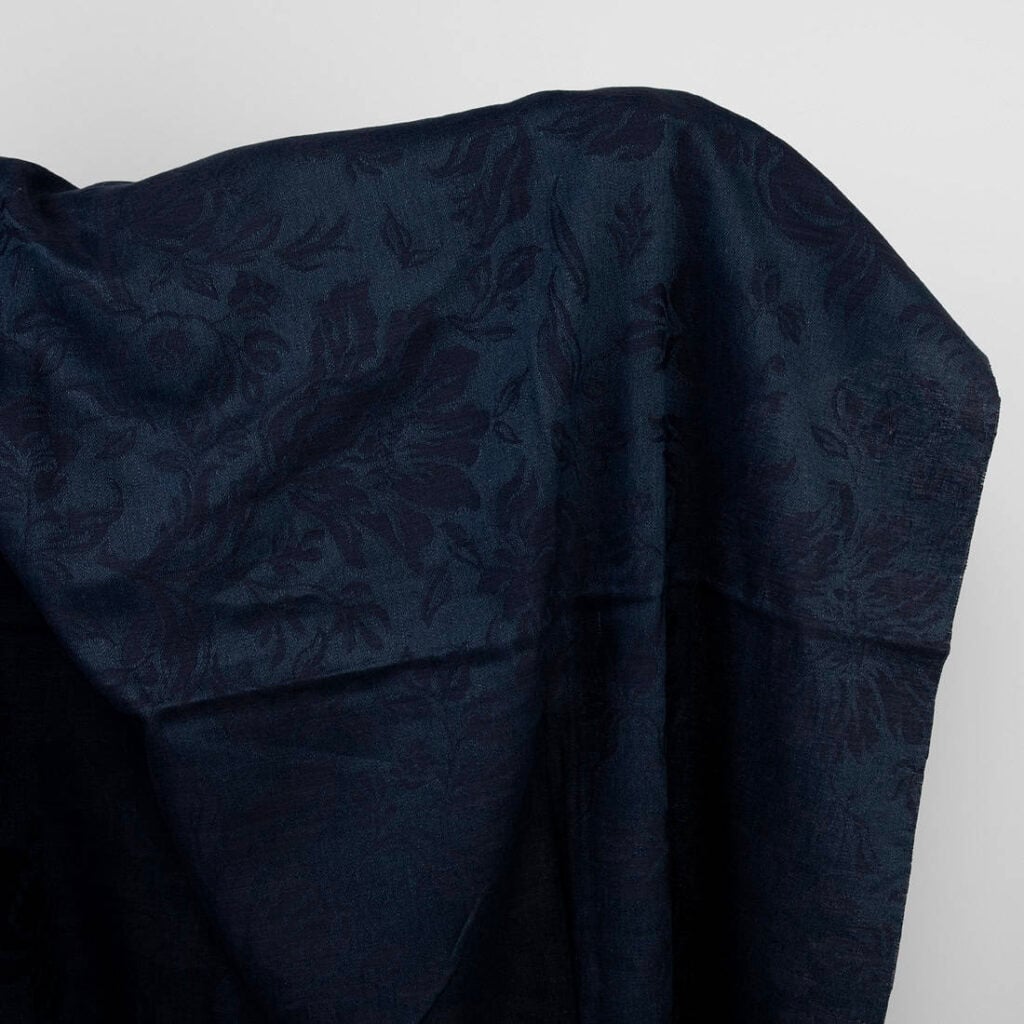 Black and blue linen cotton fabric