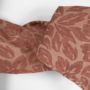 Brown linen cotton fabric with flower motif