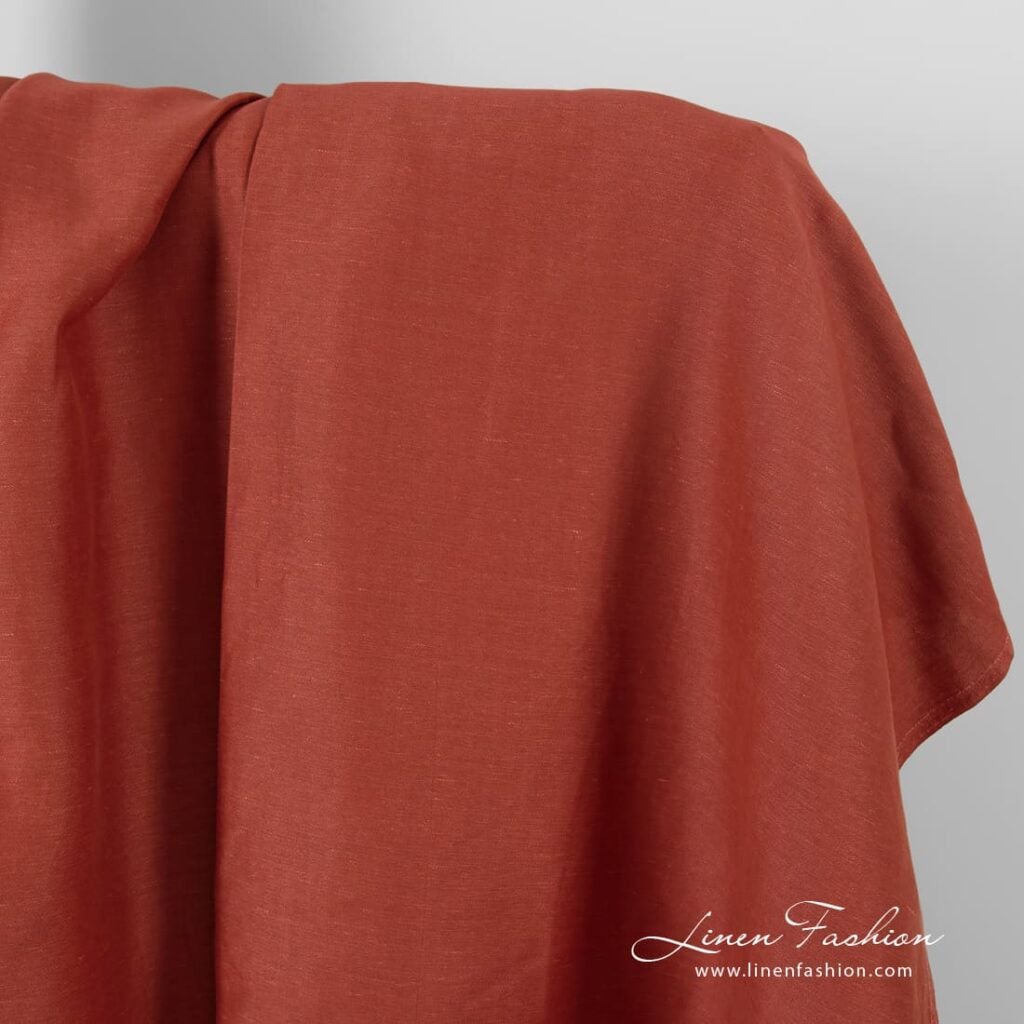 Double-sided red linen cotton fabric