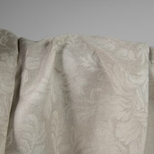 Linen cotton jacquard fabric beige with flowers product photo