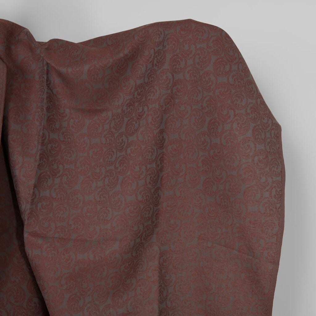 Linen cotton fabric grey and brown jacquard