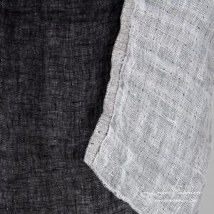 Washed double sided linen fabric in black white