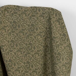 Lin-bomullsstoff grønn og naturlig jacquard gull-lurex 9 Lin-bomullsstoff grønn og naturlig jacquard gull-lurex