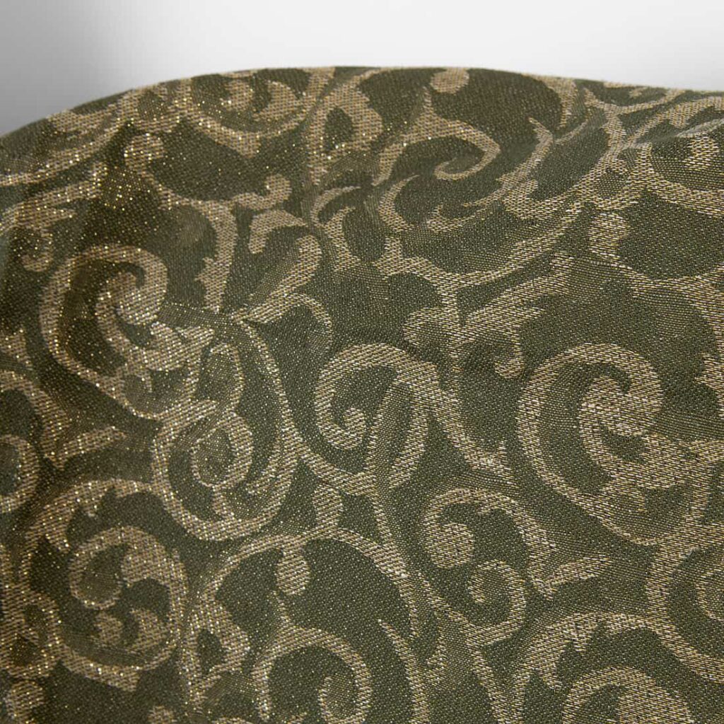 Lin-bomullsstoff grønn og naturlig jacquard gull-lurex 4 Lin-bomullsstoff grønn og naturlig jacquard gull-lurex - Bilde 4