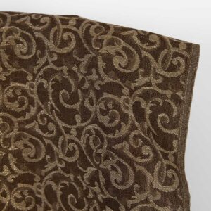 Lin bomull stoff brun og naturlig jacquard gull lurex