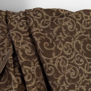 Lin bomull stoff brun og naturlig jacquard gull lurex