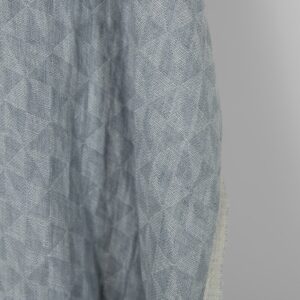 Washed linen fabric grey jacquard triangle pattern, fabric edge