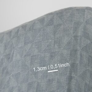 Washed linen fabric grey jacquard triangle pattern, with measurements