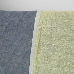Washed linen fabric grey yellow double-sided, pure linen