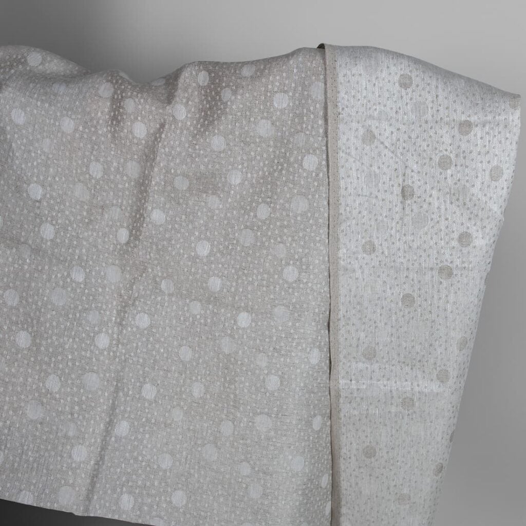 Grey linen fabric in bubble pattern