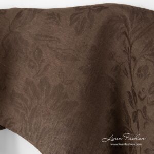 Jacquard linen fabric brown