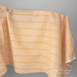 Gult lin-bomullsstoff i striper